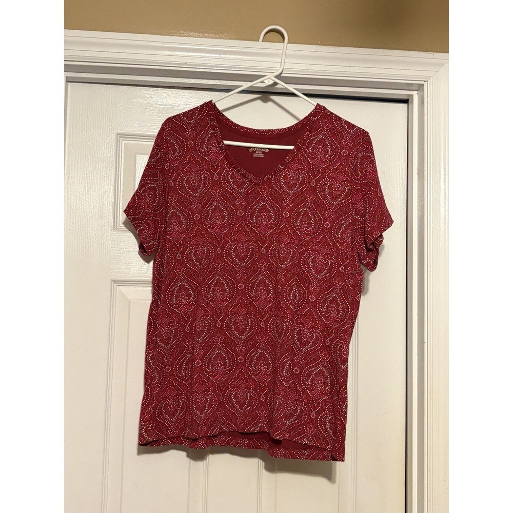 Women's Red Paisley Shirt, St Johns Bay Size 1X Plus size tops for women